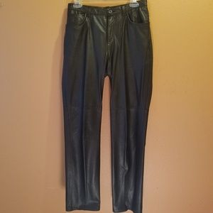 Ladies Petite Black Leather pants